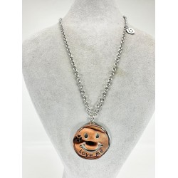 Gümüş Gülen Yüz Detaylı Kolye